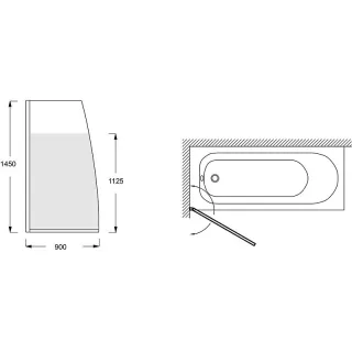Шторка для ванны Jacob Delafon Serenity E4933-BL с полотенцедержателем 90 см профиль чёрный стекло матовое